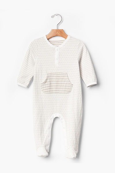 Pointelle henley footed one-piece